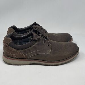 Clarks Mahale Plain Shoes Mens 12 M Brown Leather Lace Up Casual Comfort Office